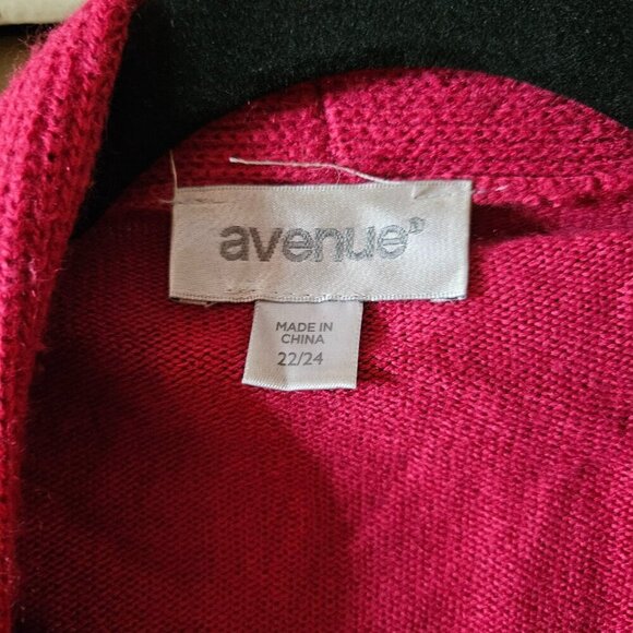 Avenue Open-Front Knit Cardigan Sweater,  Berry-Pink, Plus-Size 22/24, Comfycore - Picture 3 of 6